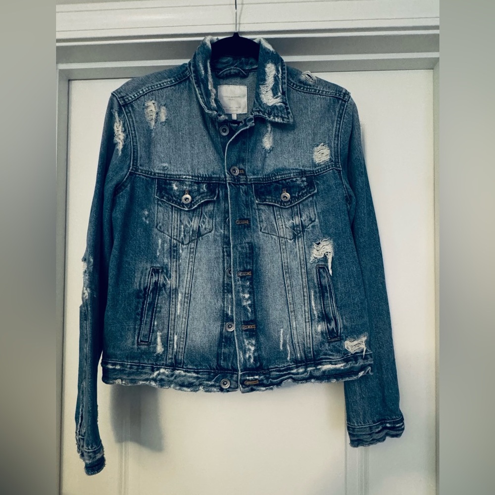 Zara Blue Distressed Jean Jacket